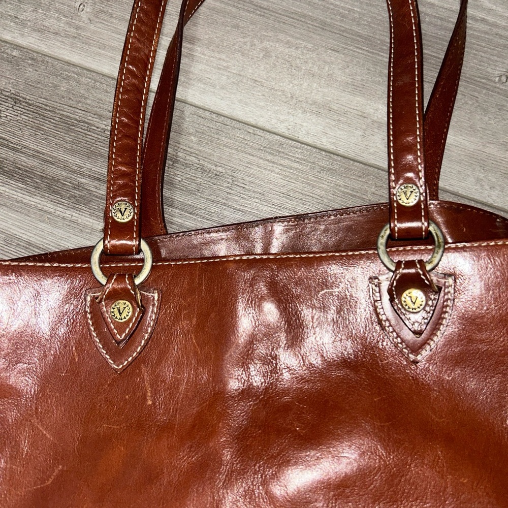 Valentina Womens Brown  Leather Shoulder Bag Purse  Handbag Brown Strap - Picture 3 of 10